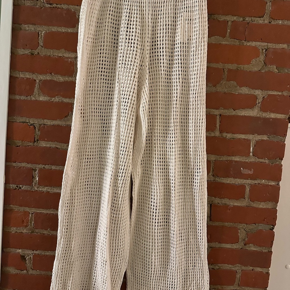 Abercrombie Cream Knit Wide-Leg Cover Up Pants